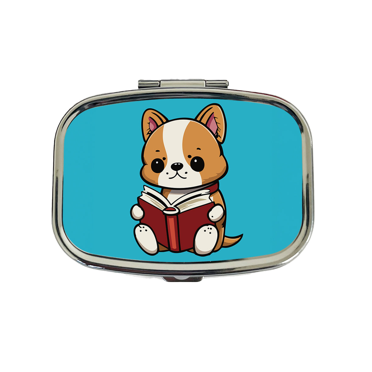 Dog Reading Book Travel Pill Box Case
