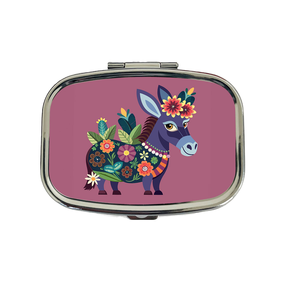 Donkey Floral Flowers Travel Pill Box Case