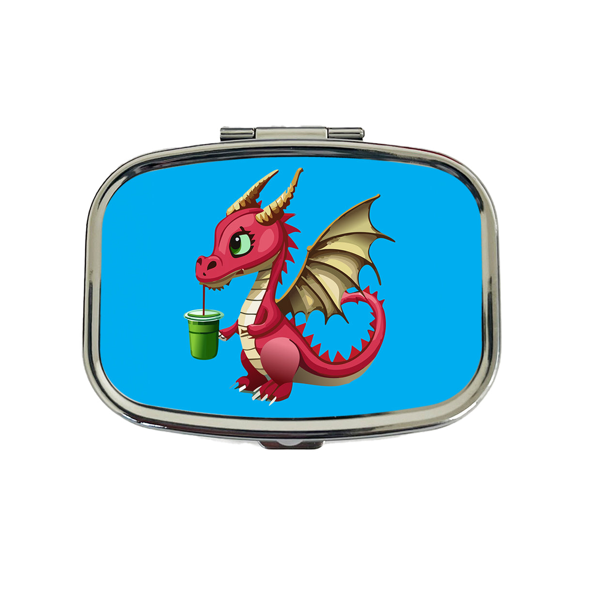 Dragon Drinking Boba Tea Funny Travel Pill Box Case