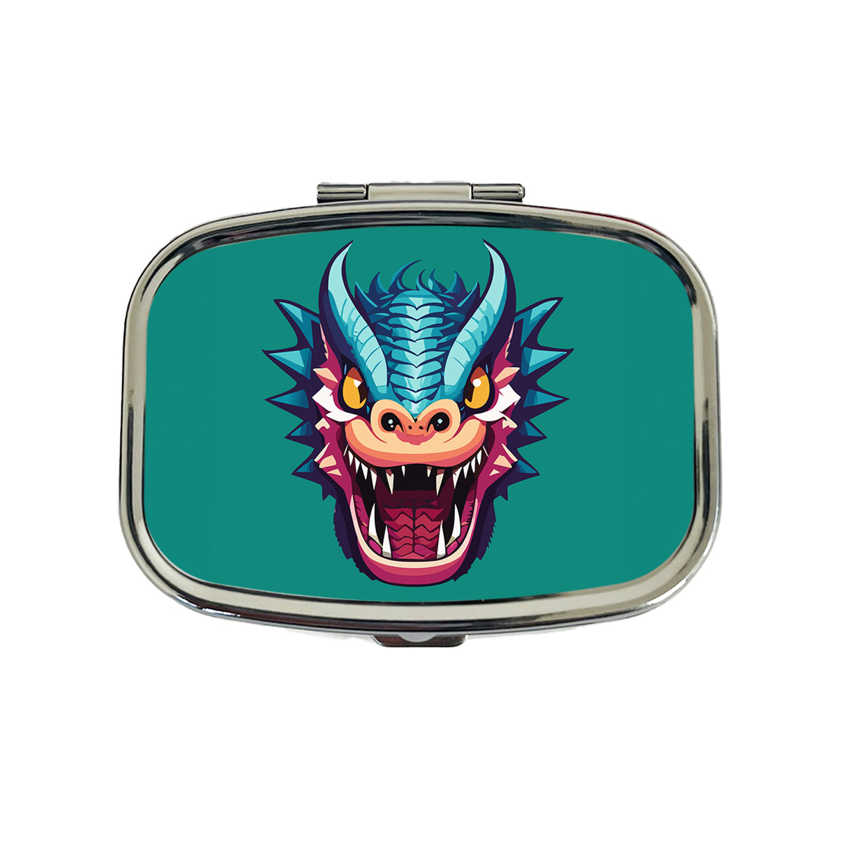 Dragon Face Angry Blue Travel Pill Box Case