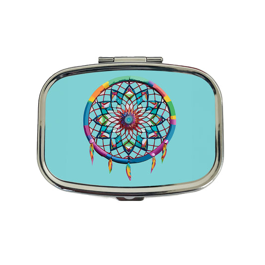 Dream Catcher Colorful Feathers Travel Pill Box Case