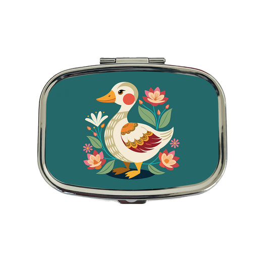 Duck Floral Flowers Travel Pill Box Case