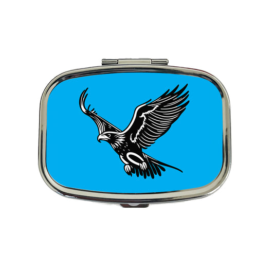 Eagle Flying Black White Travel Pill Box Case
