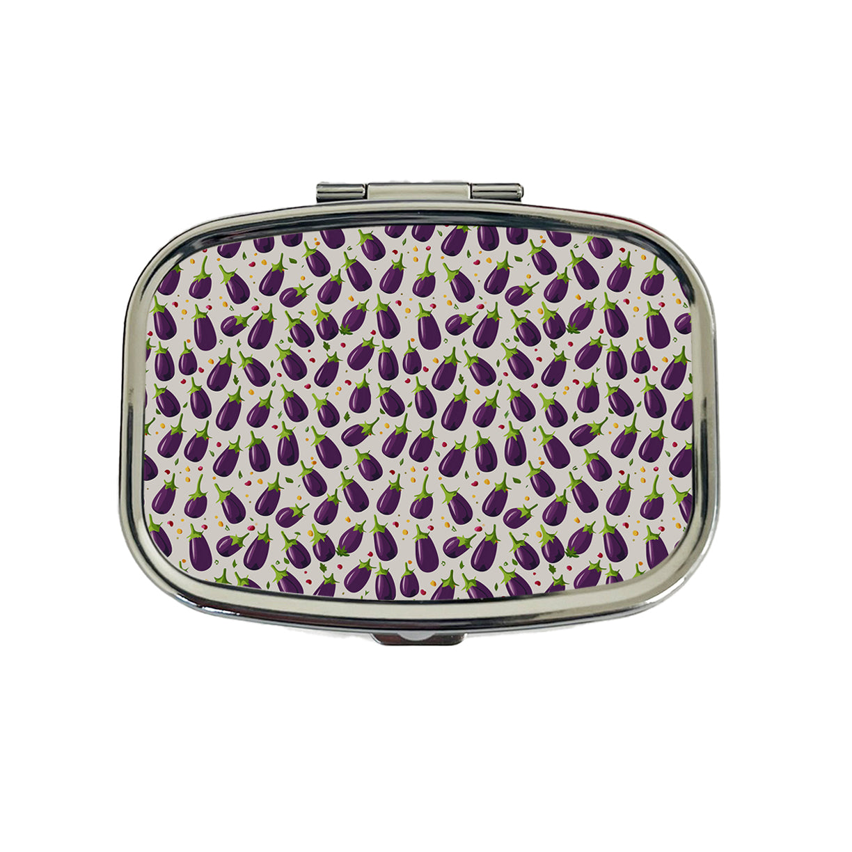 Eggplants Egg Plants Vegetables Scattered Pattern Travel Pill Box Case