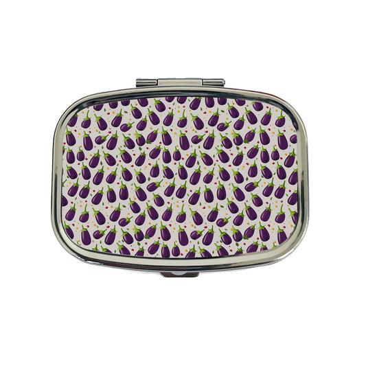 Eggplants Egg Plants Vegetables Scattered Pattern Travel Pill Box Case