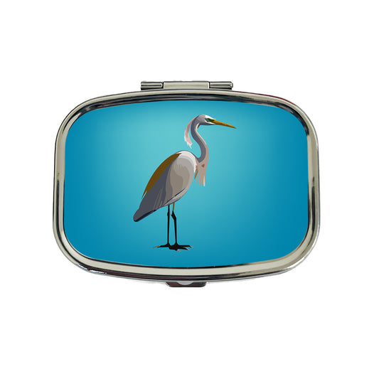 Egret Heron Bird Profile Travel Pill Box Case