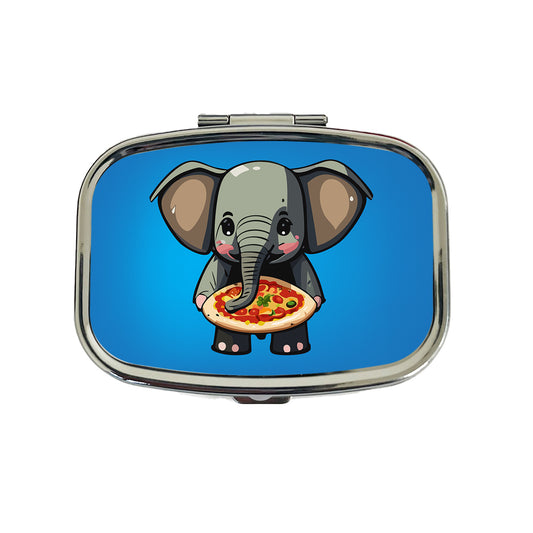 Elephant Eating Pizza Funny Travel Pill Box Case