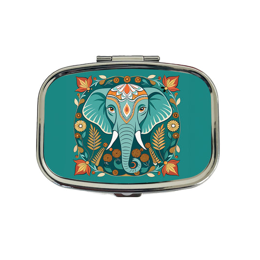 Elephant Floral Art Nouveau Flowers Elegant Travel Pill Box Case