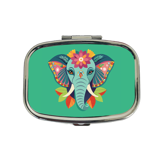 Elephant Head Floral Flowers Travel Pill Box Case