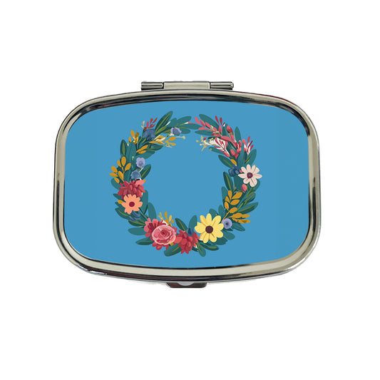 Floral Wreath Border Spring Travel Pill Box Case