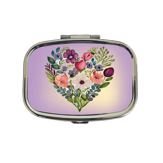 Flower Heart Floral Elegant Wedding Travel Pill Box Case
