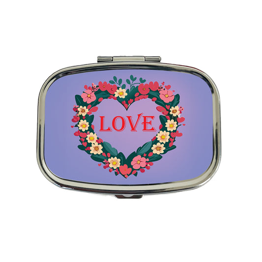 Flower Heart Love Wreath Floral Wedding Beautiful Travel Pill Box Case