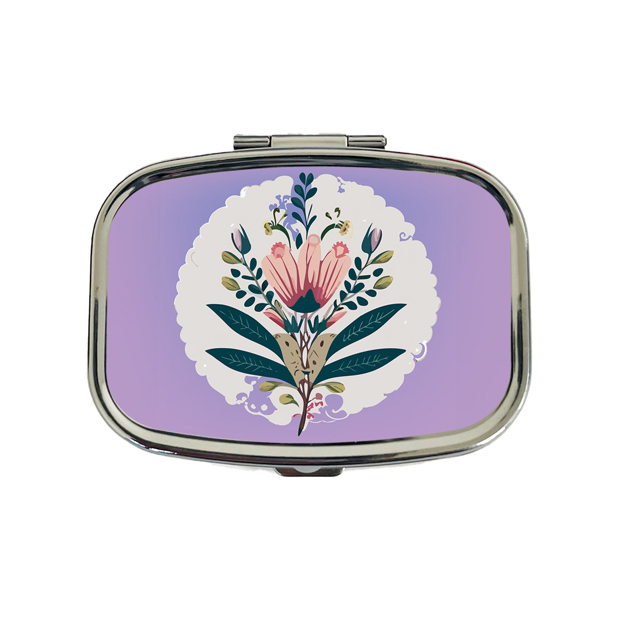 Flowers Floral Motif Bohemian Elegant Wedding Travel Pill Box Case