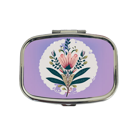 Flowers Floral Motif Bohemian Elegant Wedding Travel Pill Box Case