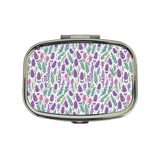 Flowers Lavender Cute Pattern Travel Pill Box Case