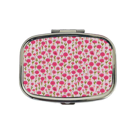 Flowers Pink Cute Pattern Travel Pill Box Case