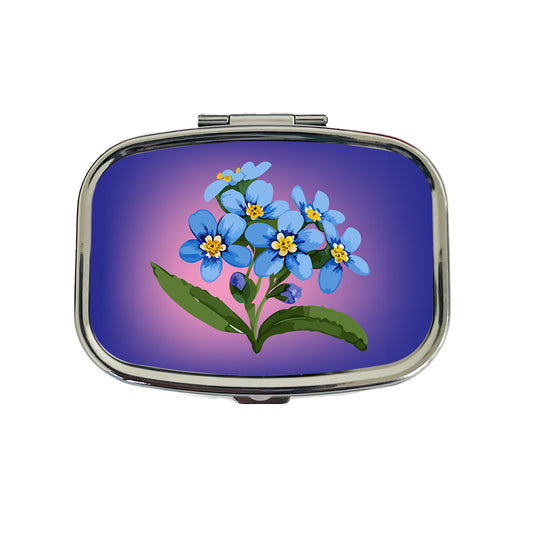 Forget Me Not Flowers Blue Watercolor Travel Pill Box Case