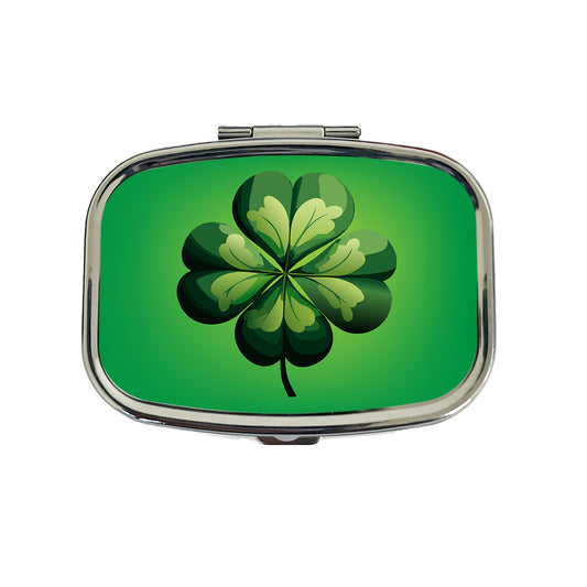 Four Leaf Clover 4 Lucky St Patrick's Day Travel Pill Box Case