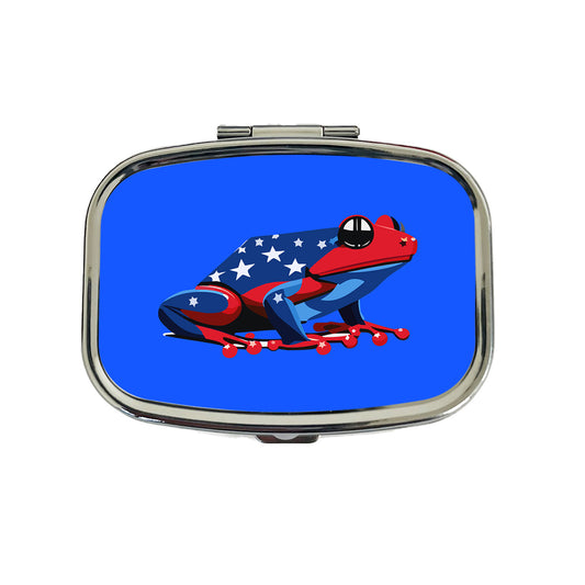 Frog Patriotic Travel Pill Box Case