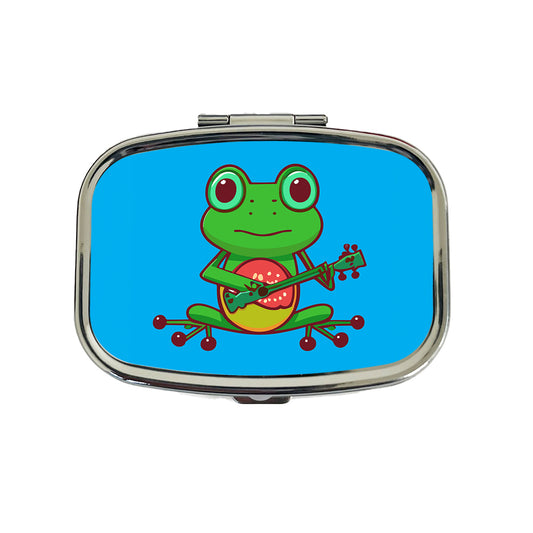 Frog Playing Banjo Guitar Music Funny Travel Pill Box Case