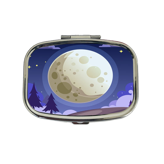 Full Moon at Night Travel Pill Box Case
