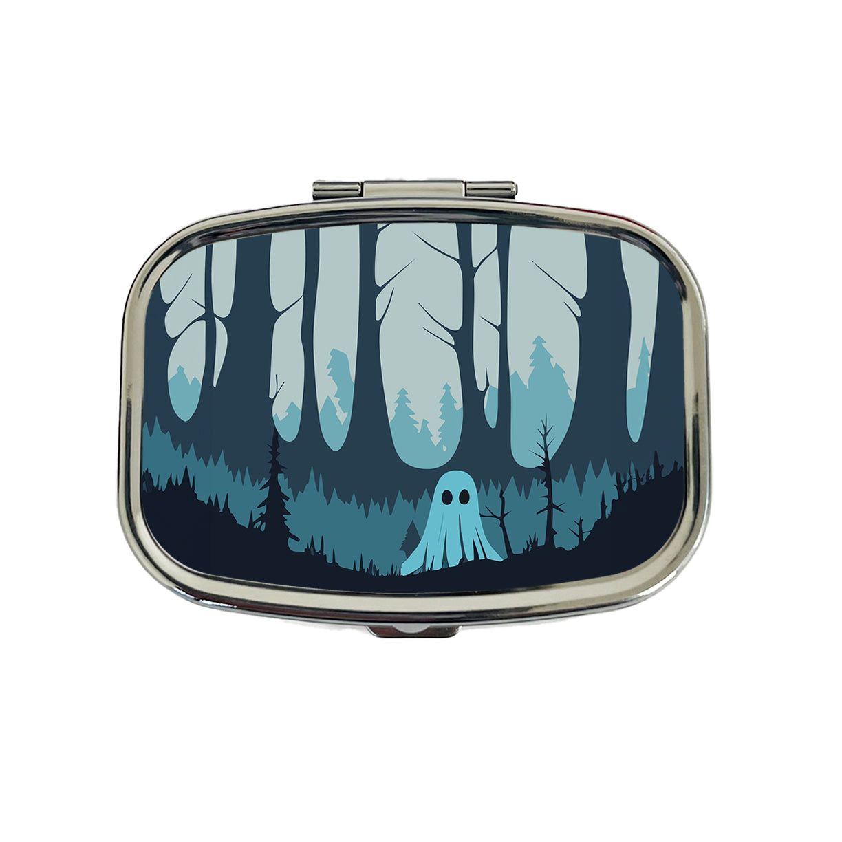 Ghost in Forest Woodland Cute Spooky Travel Pill Box Case