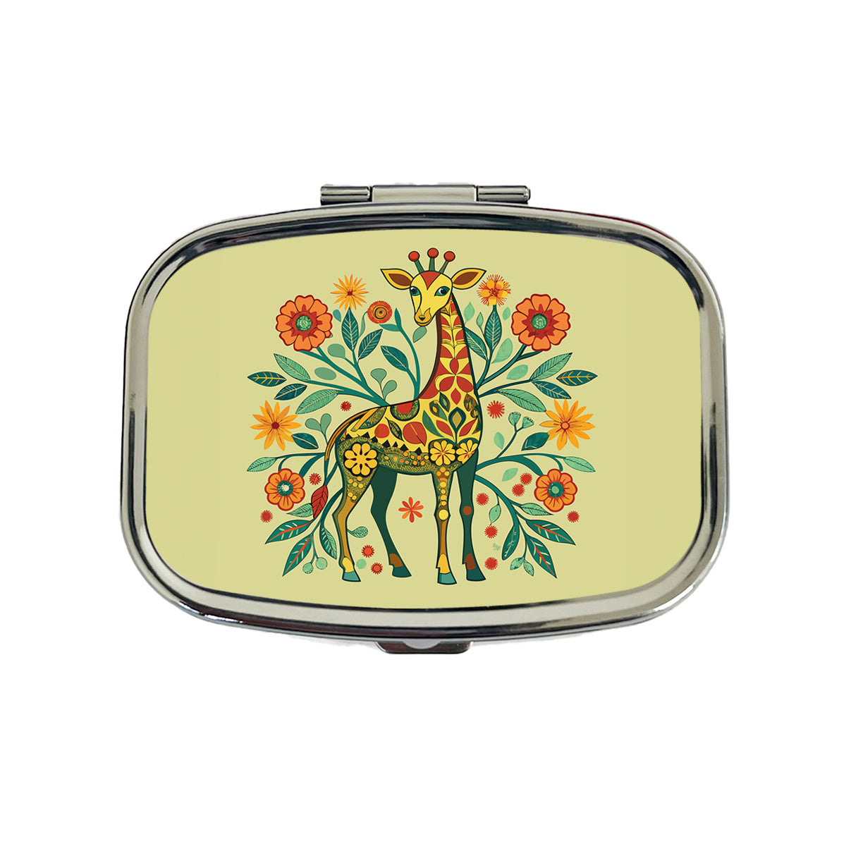 Giraffe Floral Art Nouveau Flowers Elegant Travel Pill Box Case