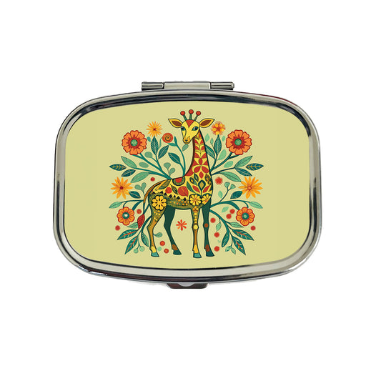 Giraffe Floral Art Nouveau Flowers Elegant Travel Pill Box Case