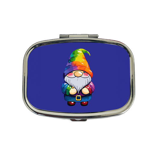 Gnome Standing Rainbow Travel Pill Box Case