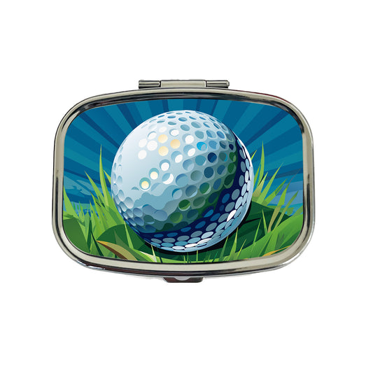 Golf Ball on Grass Sport Travel Pill Box Case
