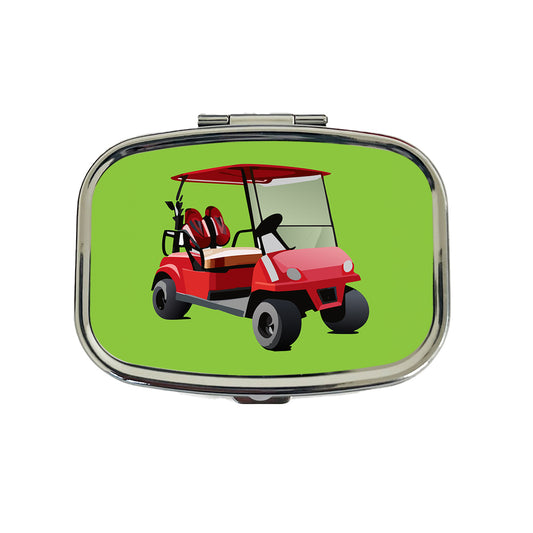 Golf Cart Red Golfing Sport Travel Pill Box Case