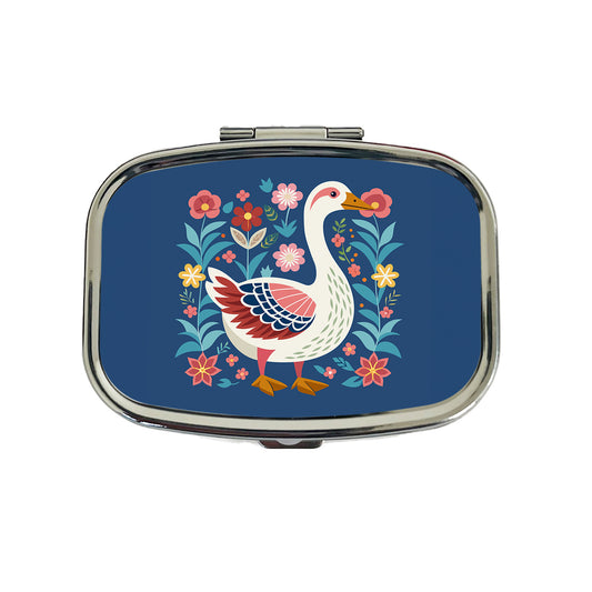 Goose Bird Floral Flowers Travel Pill Box Case