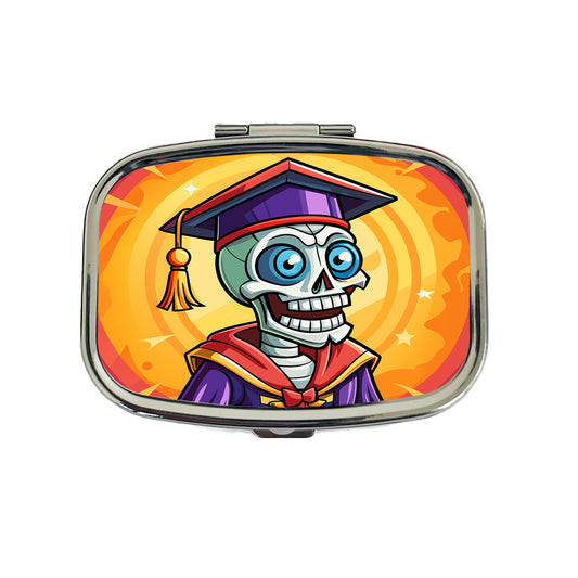 Graduate Skeleton Funny Graduation Travel Pill Box Case