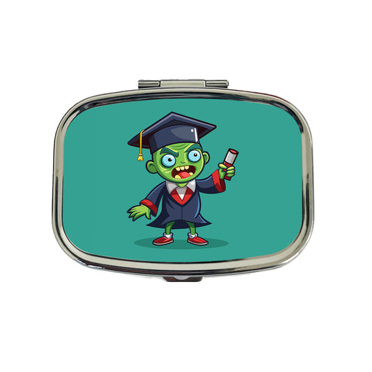 Graduate Zombie Graduation Cartoon Travel Pill Box Case