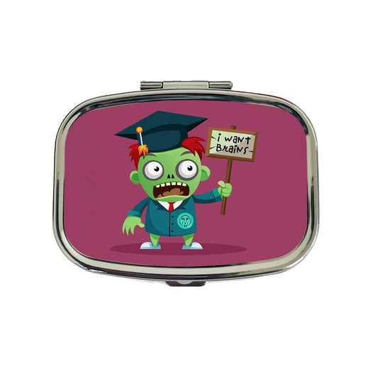 Graduate Zombie Graduation I Want Your Brains Travel Pill Box Case