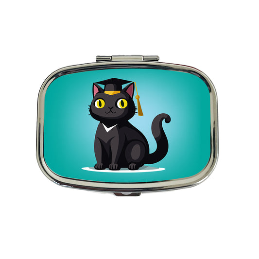 Graduation Cat Cute Graduate Travel Pill Box Case