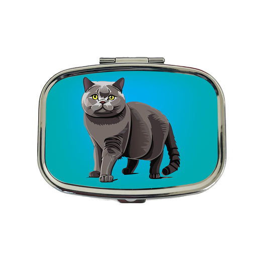 Gray British Shorthair Cat Travel Pill Box Case