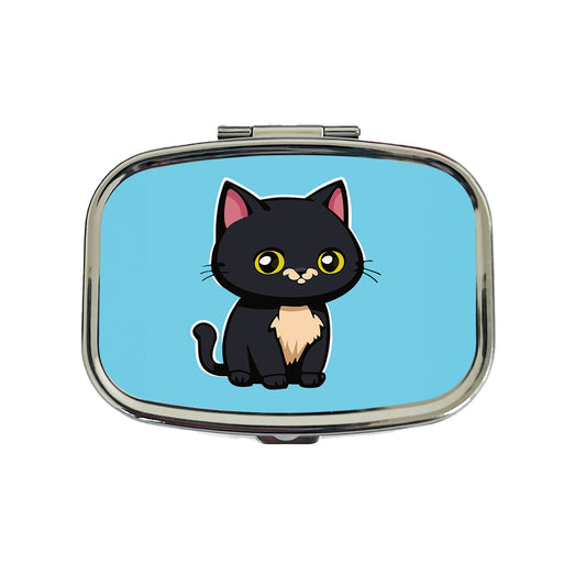 Gray Cat Cute Travel Pill Box Case