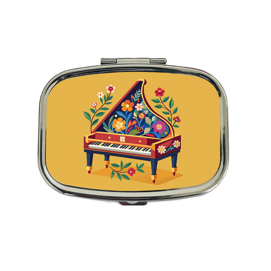 Harpsichord Music Floral Motif Travel Pill Box Case