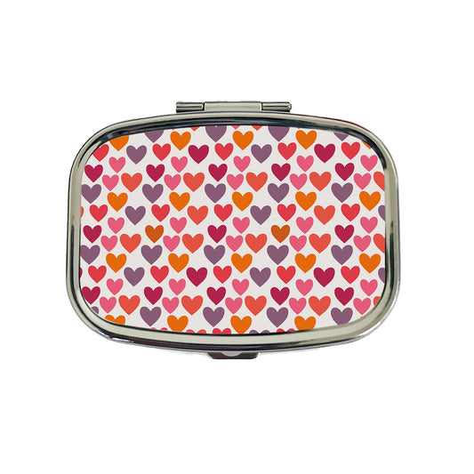 Hearts Purple Pink Orange Valentines Day Anniversary Love Travel Pill Box Case
