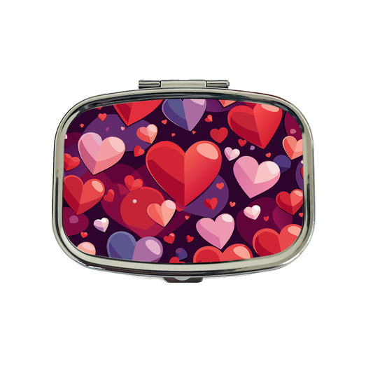 Hearts Scattered Love Valentines Anniversary Wedding Travel Pill Box Case