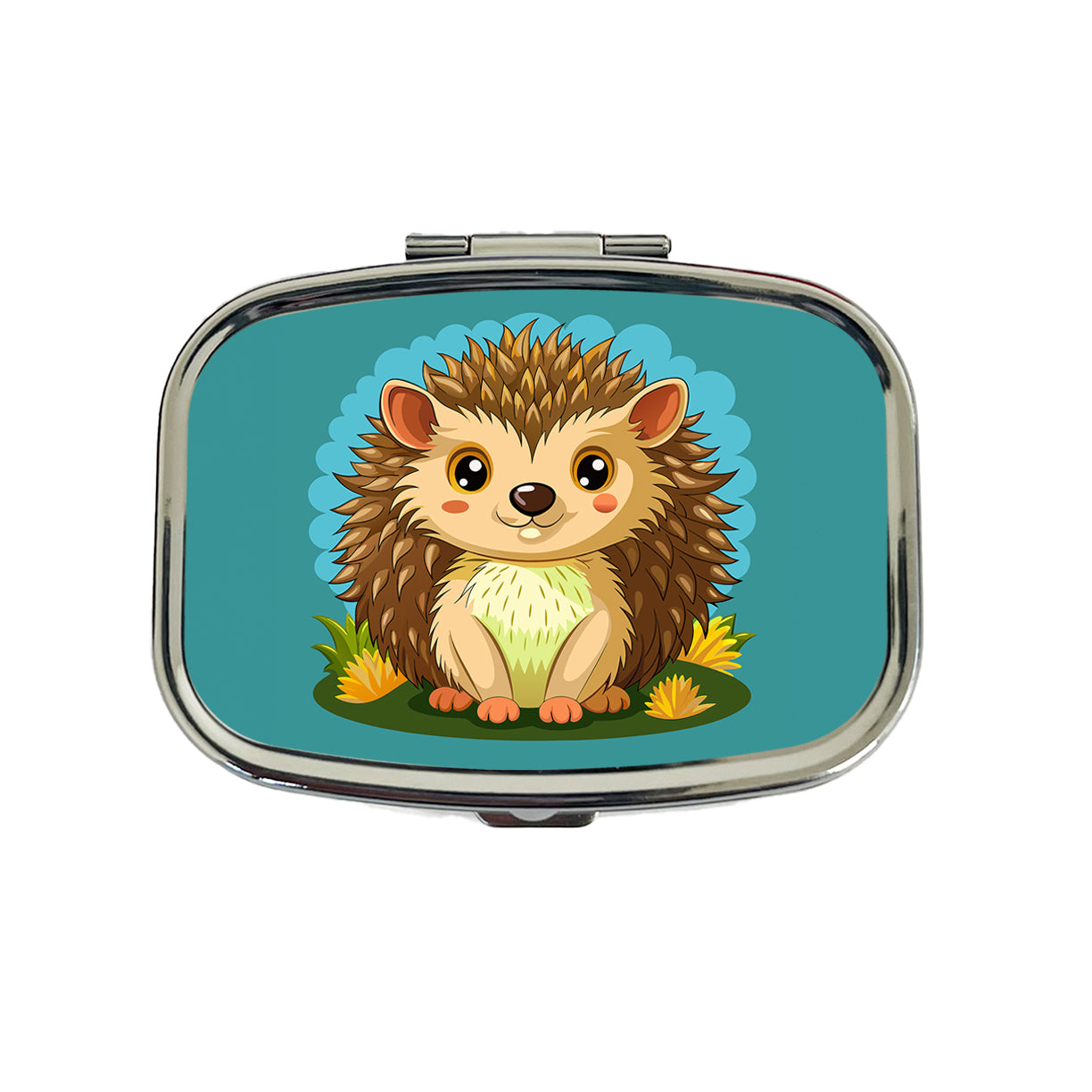 Hedgehog Smiling Cute Travel Pill Box Case