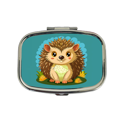 Hedgehog Smiling Cute Travel Pill Box Case