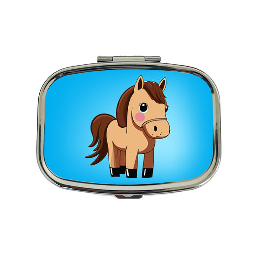 Horse Chibi Cute Standing Travel Pill Box Case