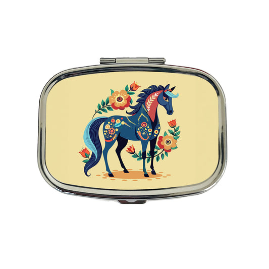 Horse Floral Flowers Cottagecore Country Western Travel Pill Box Case