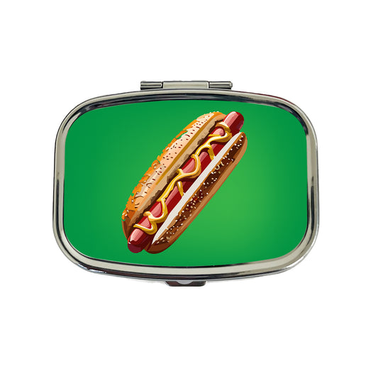 Hotdog Hot Dog Bun Mustard Travel Pill Box Case