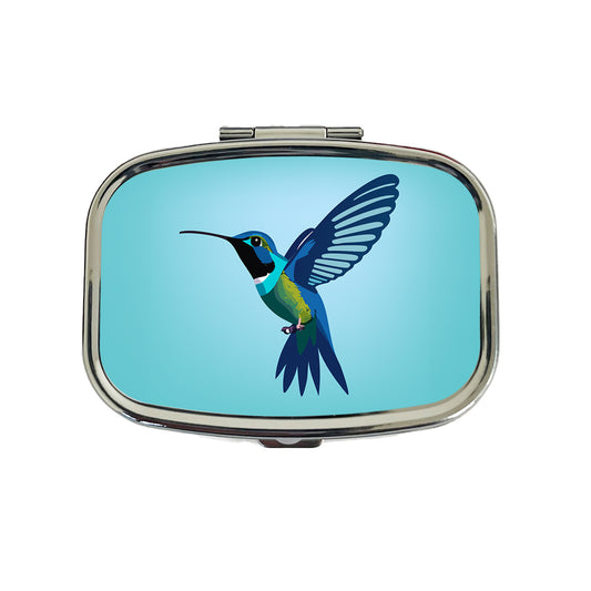 Hummingbird Blue Travel Pill Box Case