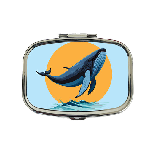 Humpback Whale Jumping Out of Water Travel Pill Box Case