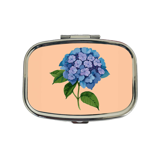 Hydrangea Flower Blue Travel Pill Box Case