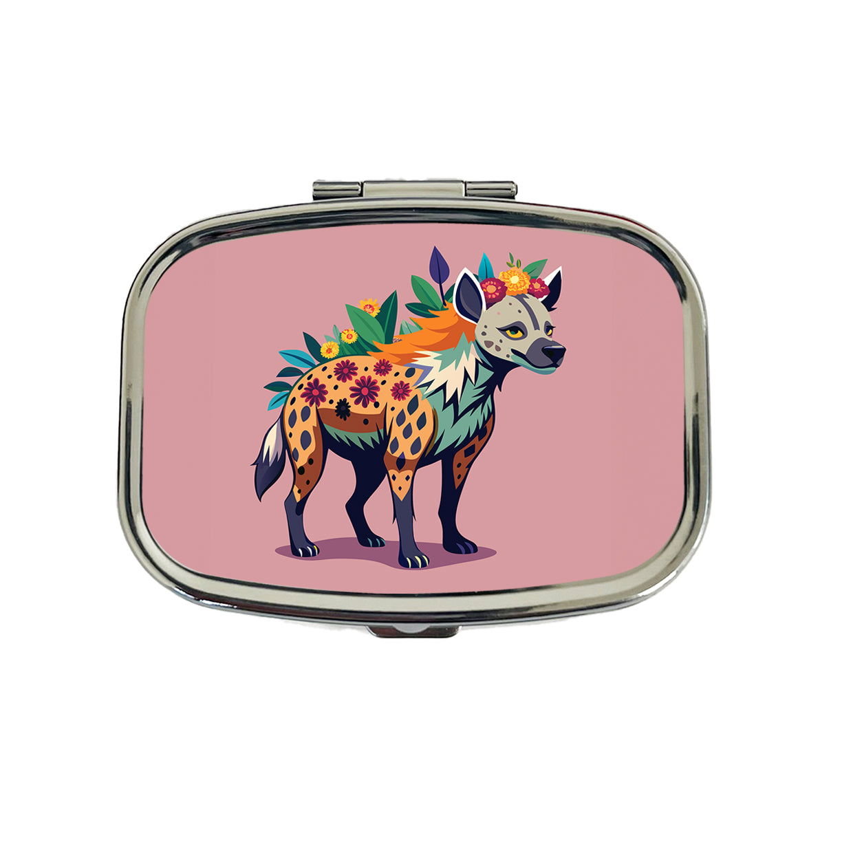 Hyena Floral Flowers Travel Pill Box Case